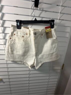 Levi's Cream White High-Rise Denim Shorts